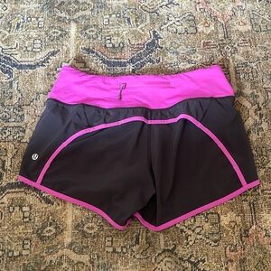 Lululemon Women's 4 Run Times Short Black & Purple Back Zipper Stretch
